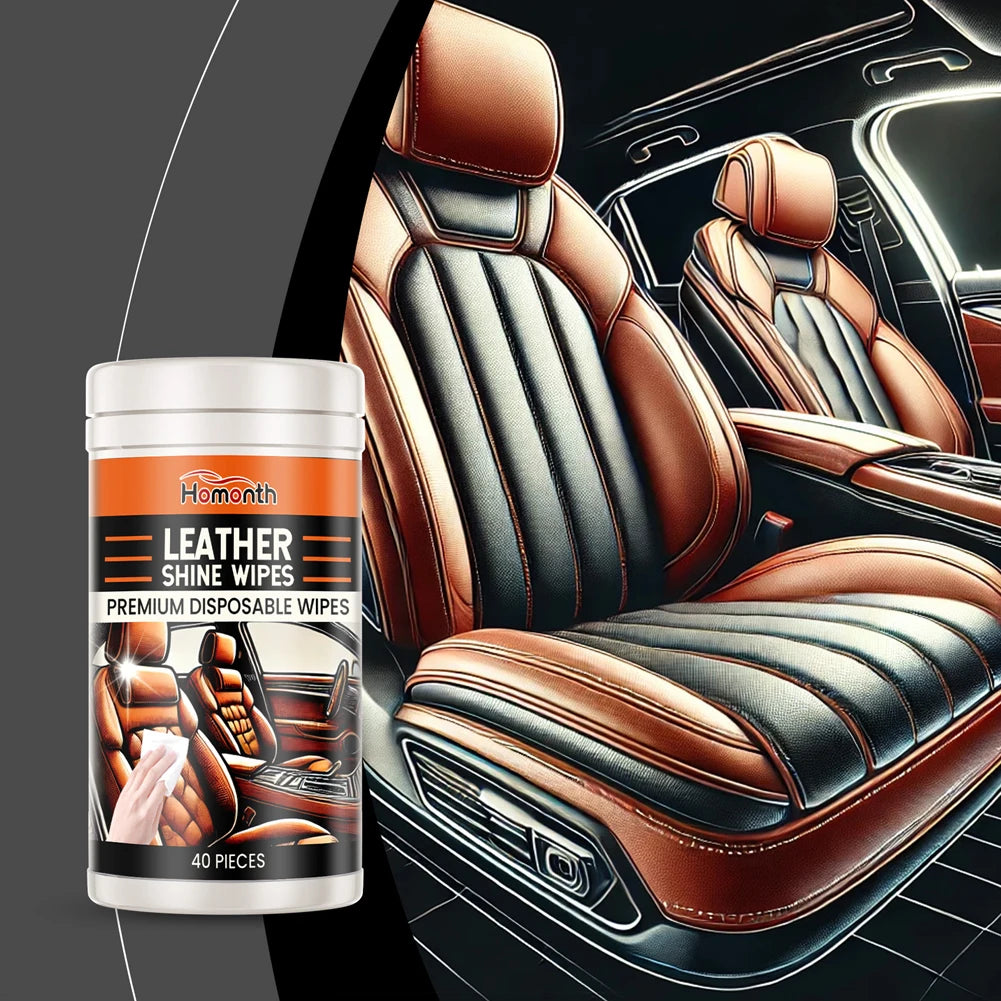 40Pcs Leather Cleaner & Conditioner Wipes Car Leather Wipes Conditioning Wipes Car Interior Cleaning Wet Wipe