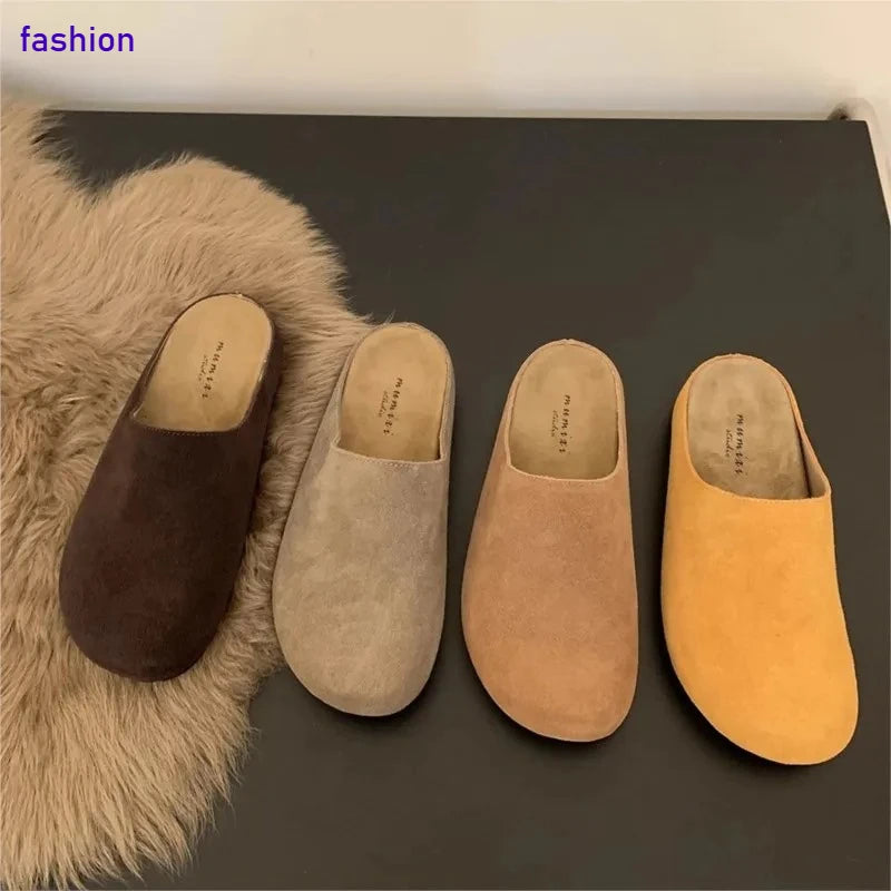 2026 new women's fashion flat slippers, outdoor comfortable soft-soled mule shoes, vintage home slippers, anti-slip beach shoes