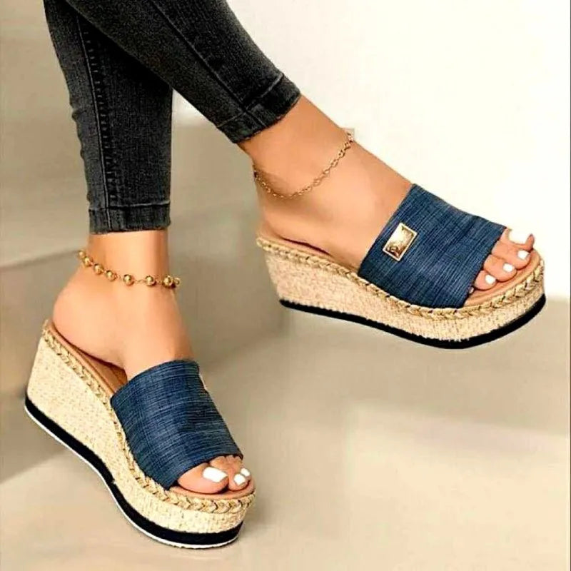 Womens Slippers Trend Womens Wedge Shoes Non Slip Comfortable Beach Sandals Plus Size Women Shoes Sandalias De Mujer Verano 2025