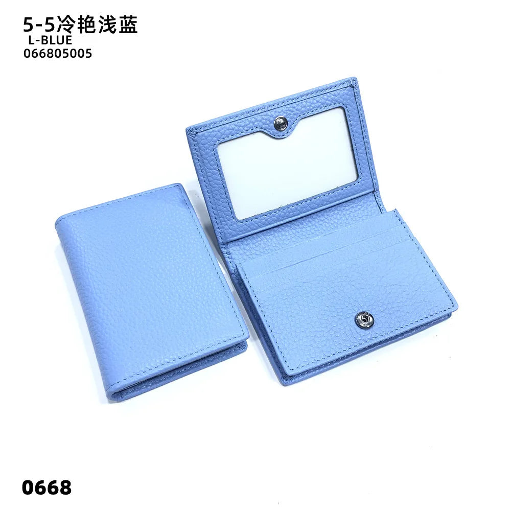 Dropshipping Custom Name Genuine Leather Men Women Business Card Holder Bifold Credit Card Case With ID Window