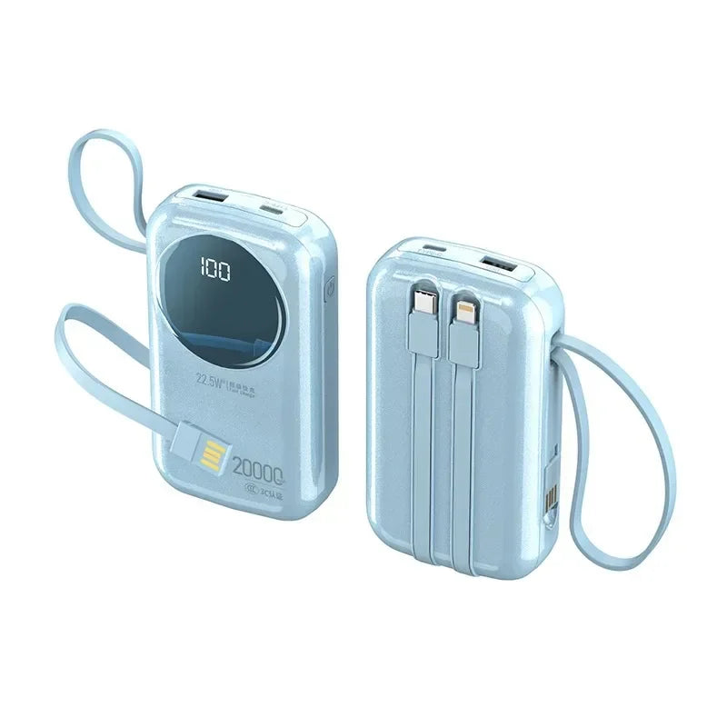 2025 New CCC Certified Power Bank – 22.5W Super Fast Charging with Built-in Cables 20000mAh  Charger Customizable R37C