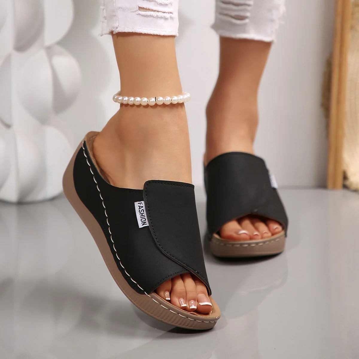 Summer Shoes Women Sandals Beach Walking Shoes Slip On Shoes For Women Wedge Sandals Woman Retro Women Slippers Footwear Female