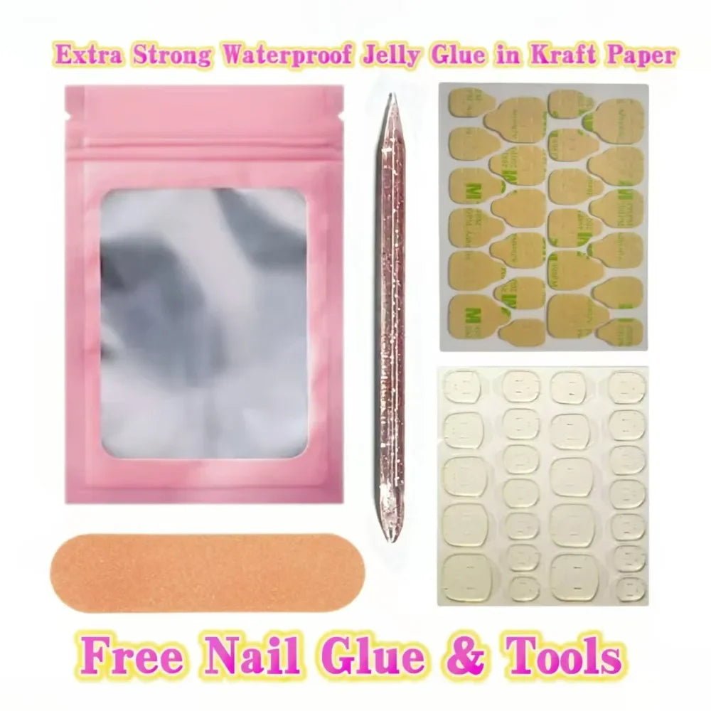 10Pcs Handmade Nude Pink Press On Nails with Floral Design Spring Summer Trendy False Nails With 4-PIECE Tools  Super-Strong