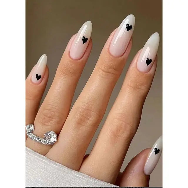 24Pcs Blue Flame Love Wearing False Nails Press On Nail Tips Full Cover Manicure Detachable Special Artificial Fake Nails Art