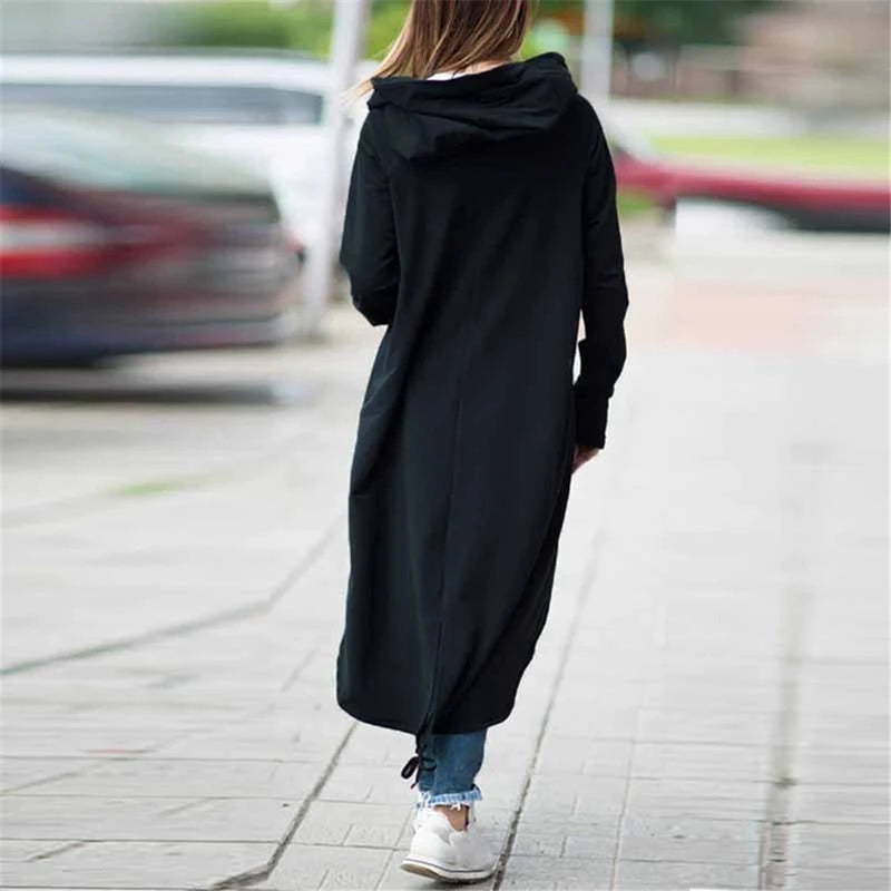 Women's Long Zipper Coat Jacket Spring Hoodie Sweatshirt Zip Up Jacket Tops Corduroy Long Sleeve Personality Street Hoodies