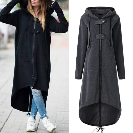 Women's Long Zipper Coat Jacket Spring Hoodie Sweatshirt Zip Up Jacket Tops Corduroy Long Sleeve Personality Street Hoodies