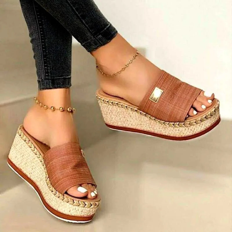 Womens Slippers Trend Womens Wedge Shoes Non Slip Comfortable Beach Sandals Plus Size Women Shoes Sandalias De Mujer Verano 2025