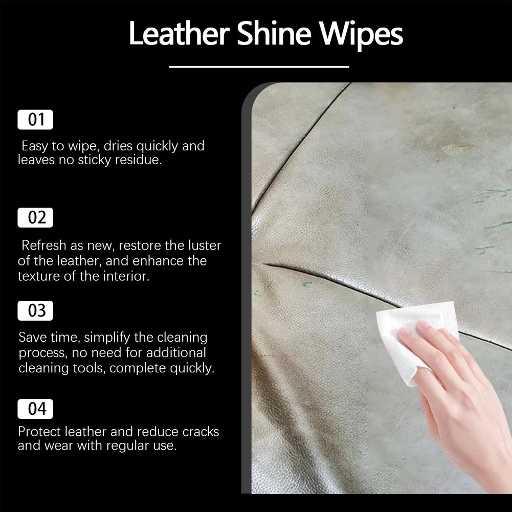 40Pcs Leather Cleaner & Conditioner Wipes Car Leather Wipes Conditioning Wipes Car Interior Cleaning Wet Wipe