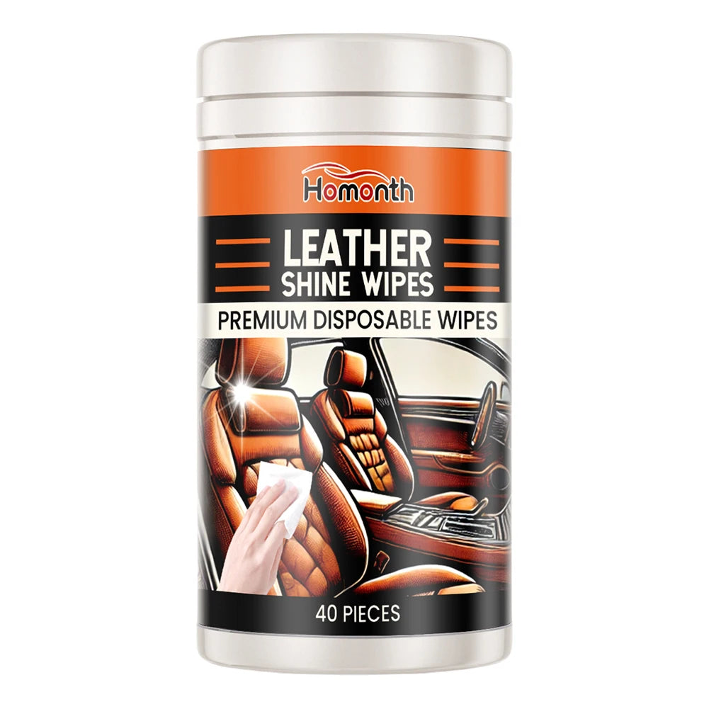 40Pcs Leather Cleaner & Conditioner Wipes Car Leather Wipes Conditioning Wipes Car Interior Cleaning Wet Wipe