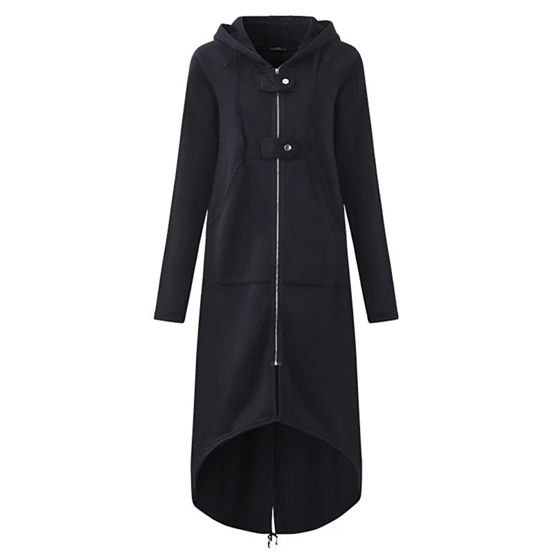 Women's Long Zipper Coat Jacket Spring Hoodie Sweatshirt Zip Up Jacket Tops Corduroy Long Sleeve Personality Street Hoodies
