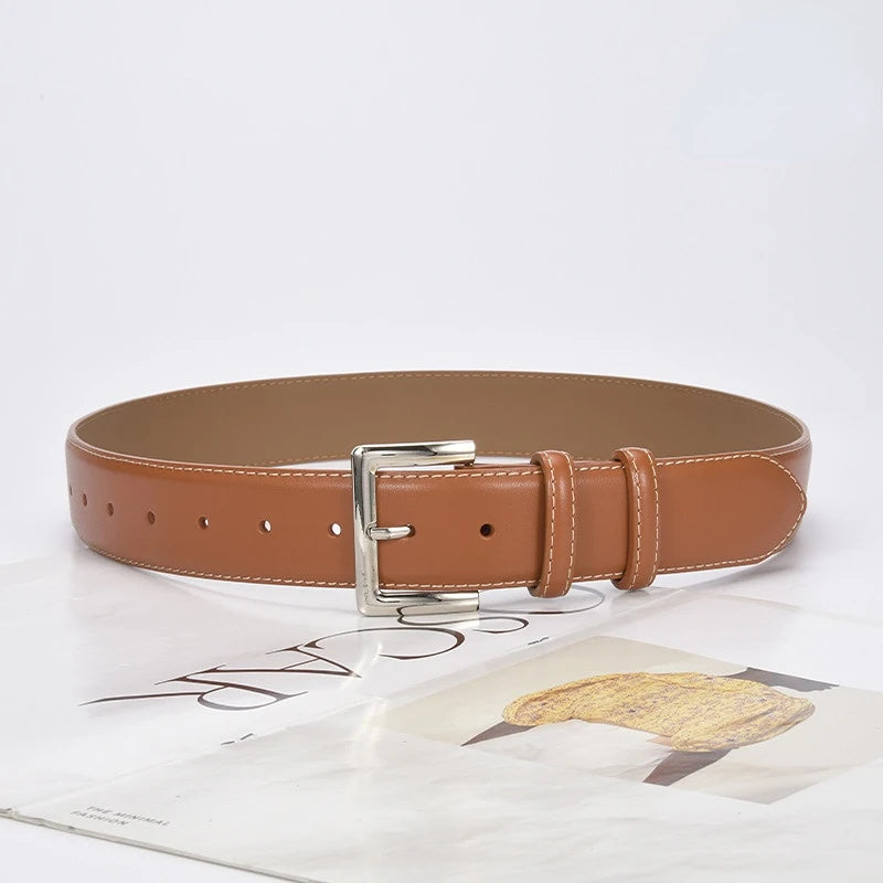 9 Colors Business Women Office Suits Trousers Belts Genuine Cow Leather Corset Dress Shirt Waist Belts Cowhide Femme Ceinture