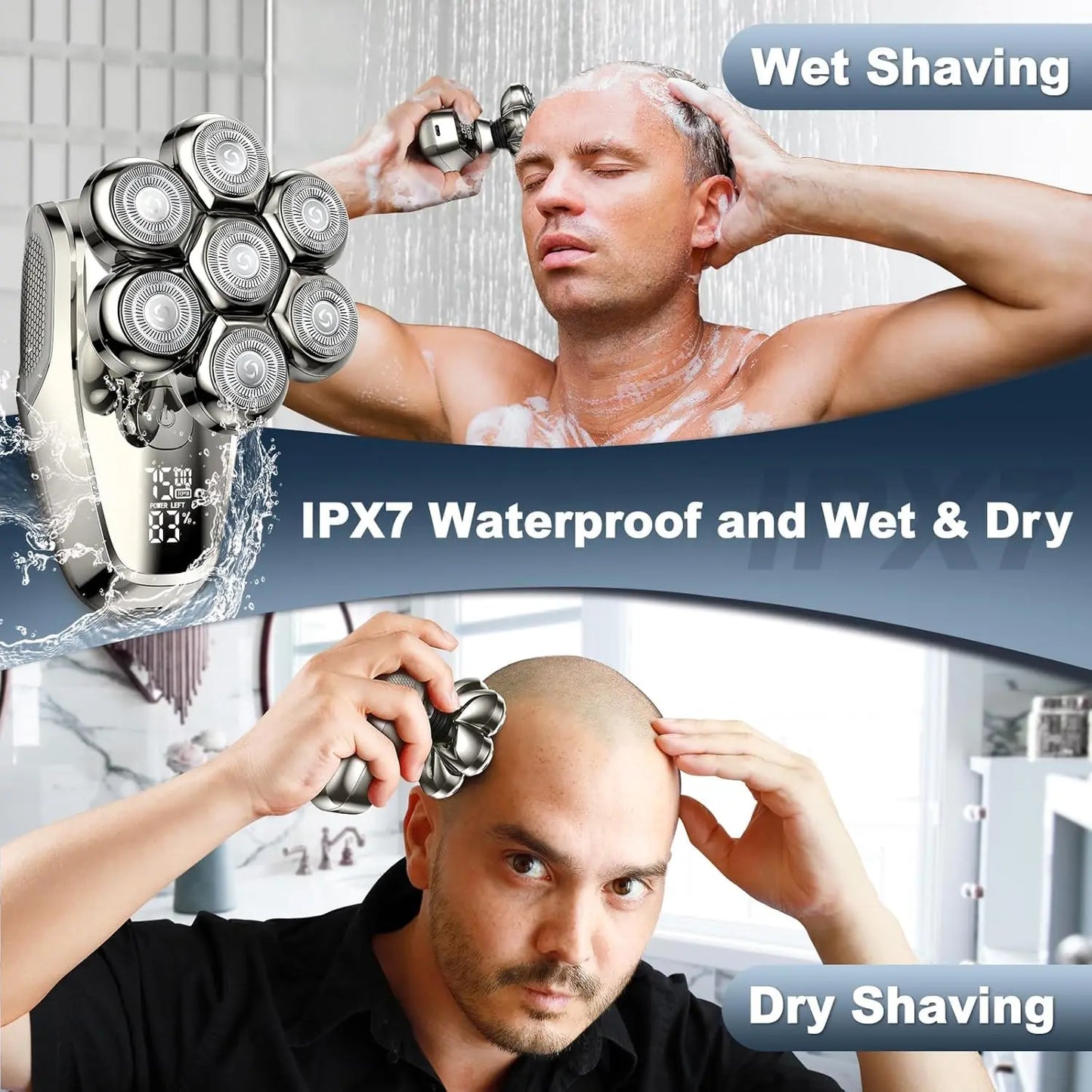 Head Shavers for Bald Men Magnetic Electric Razor 7D Rotary Shaver With Detachable Heads Waterproof Shaving Machine