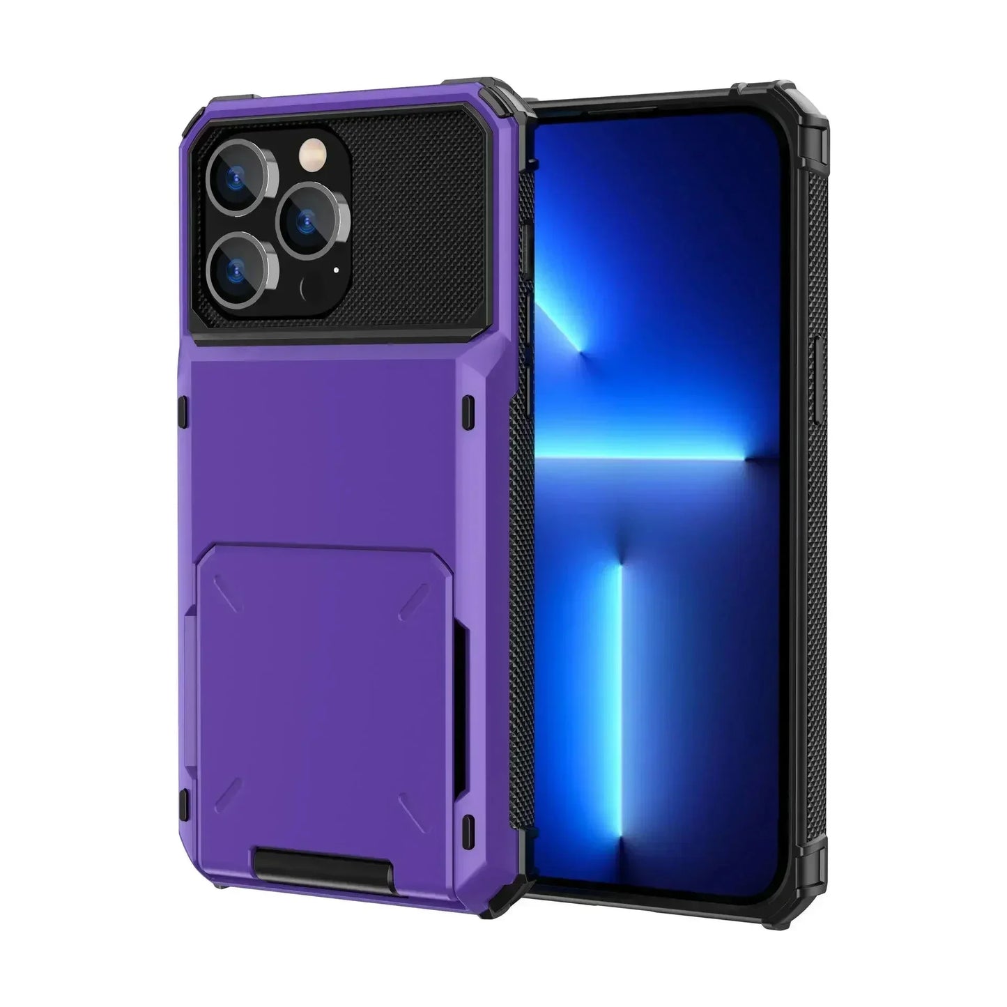 Card Holder Case For iPhone 17 Pro Max 17e 16 Pro Max 15 14 13 12 Heavy Duty Wallet Hidden Flip Slot Protective Hard Back Covers
