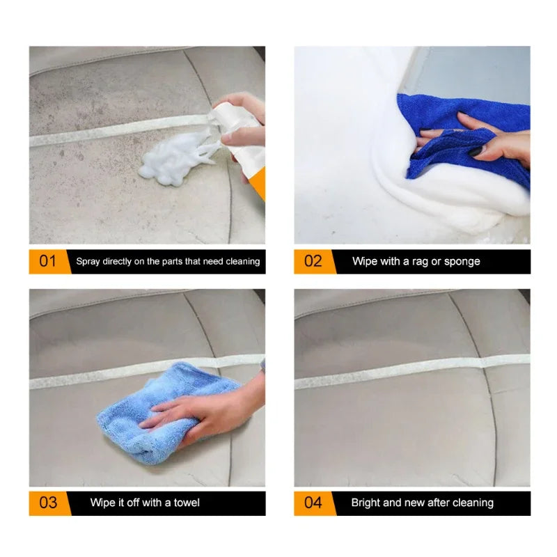 30/60/100/150ml Multi-Purpose Car Wash Foam Cleaner Kit Car Interior Leather Seat Panel Cleaner Anti-aging Cleaning Foam Spray