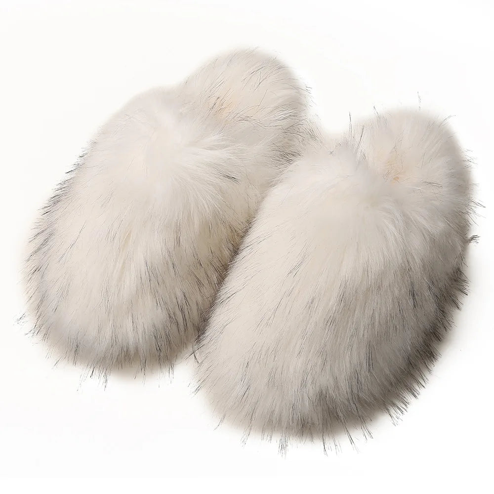 Women's Fuzzy Slippers for Fall and Winter, Home Use, Fleece-Lined, Warm, Faux Fur, Non-Slip, Toe-Covered, Fuzzy Slippers