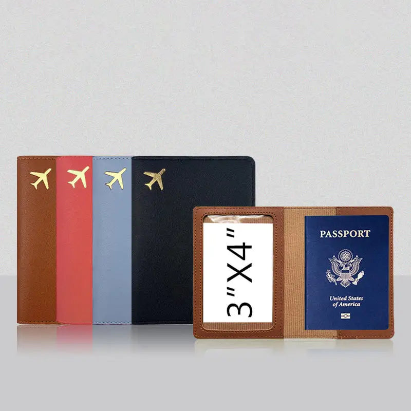 Luxury Gold Airplane Passport Cover Custom Name Men Women Business Passport Holder Personalized Logo Initials Travel Accessories