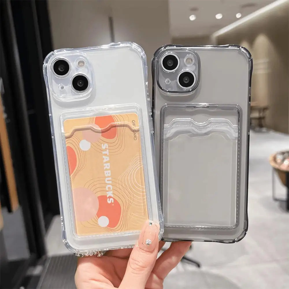 Transparent Card Bag Holder Phone Case For iPhone 17 Pro Max 11 12 13 14 15 16 Pro Max Air 7 8 Plus XR XS SE 2020 SE 2022 Cover
