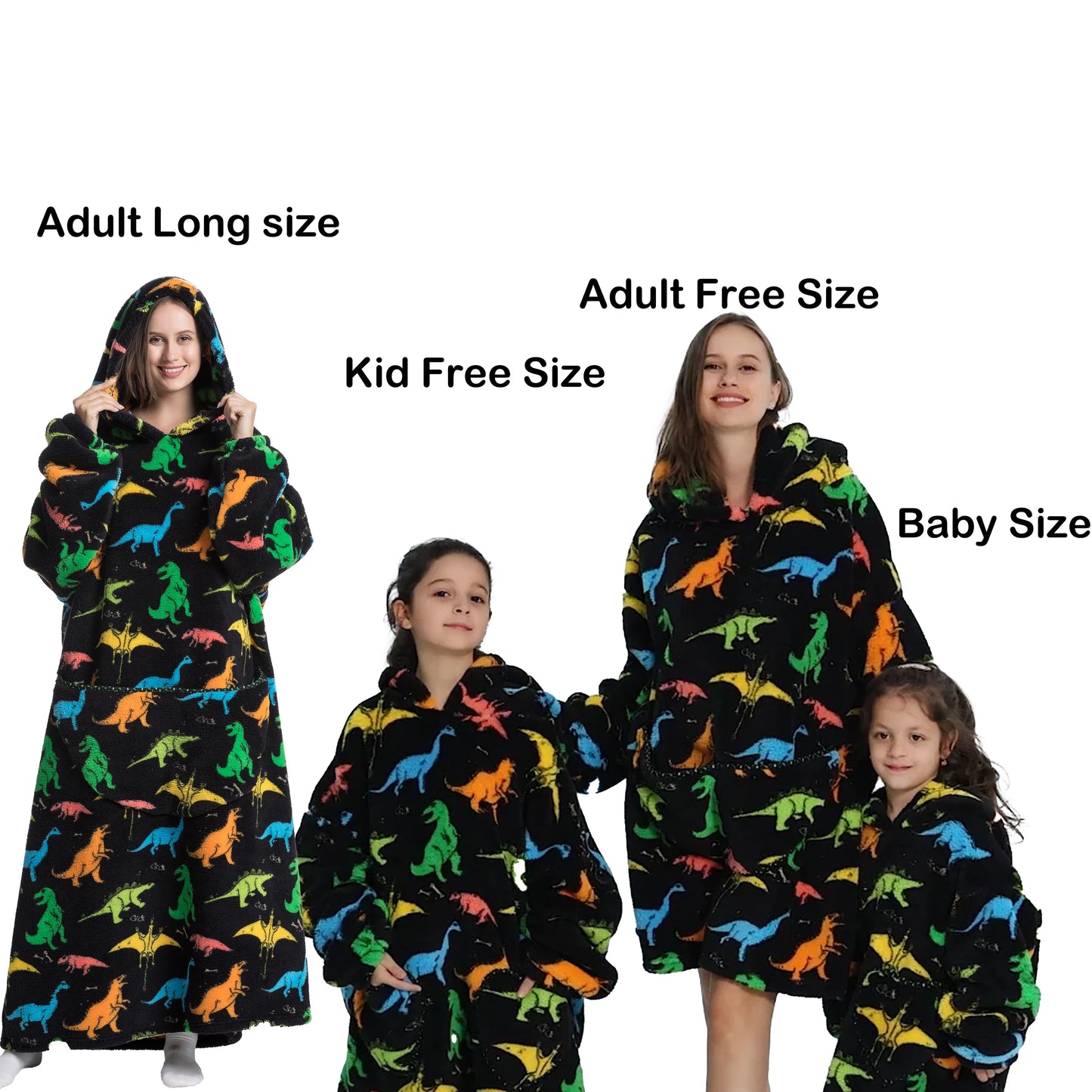 Flannel Blanket with Sleeves Winter Hoodies Sweatshirt   Fleece Giant Wearable Blanket Hoodie Oversized for adults kids babys