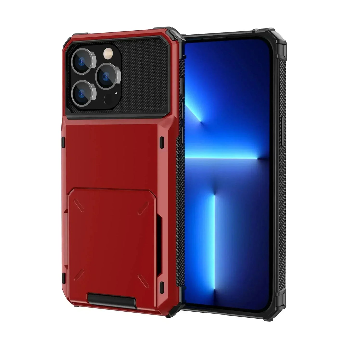 Card Holder Case For iPhone 17 Pro Max 17e 16 Pro Max 15 14 13 12 Heavy Duty Wallet Hidden Flip Slot Protective Hard Back Covers