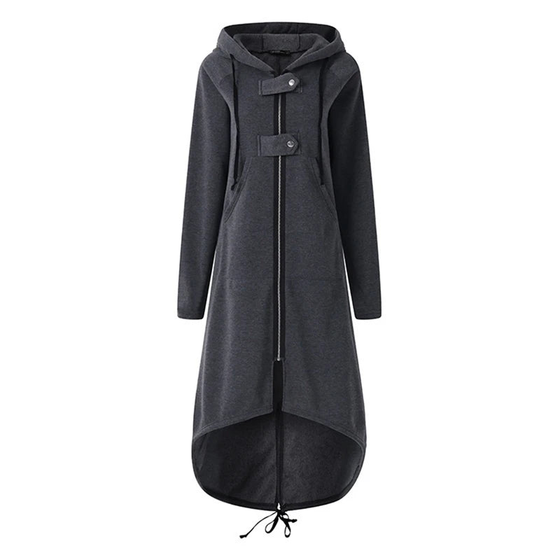 Women's Long Zipper Coat Jacket Spring Hoodie Sweatshirt Zip Up Jacket Tops Corduroy Long Sleeve Personality Street Hoodies
