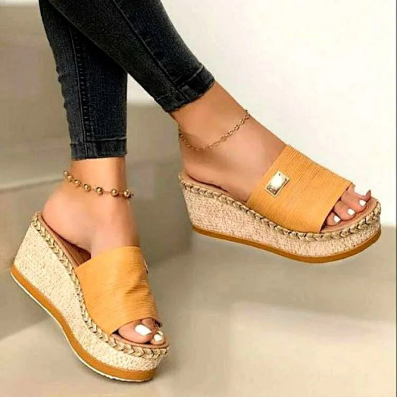 Womens Slippers Trend Womens Wedge Shoes Non Slip Comfortable Beach Sandals Plus Size Women Shoes Sandalias De Mujer Verano 2025