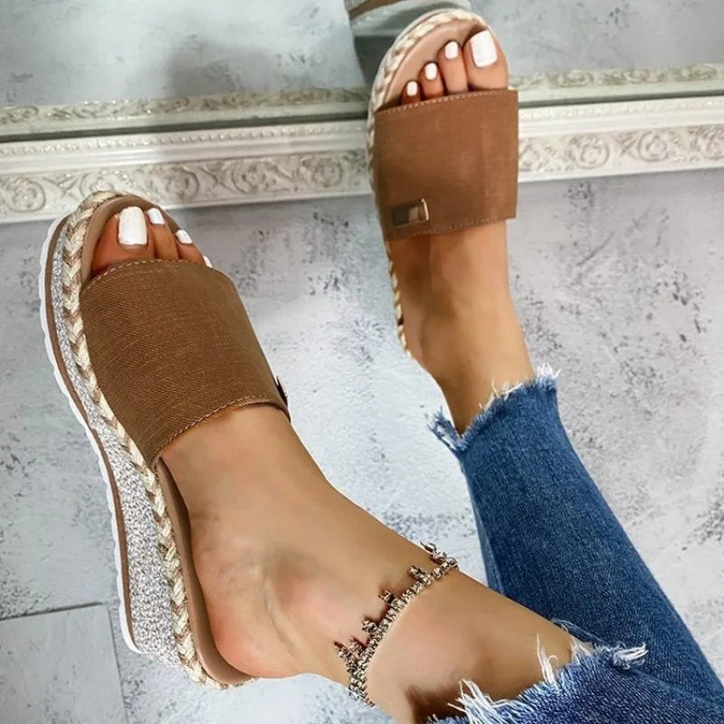 Womens Slippers Trend Womens Wedge Shoes Non Slip Comfortable Beach Sandals Plus Size Women Shoes Sandalias De Mujer Verano 2025