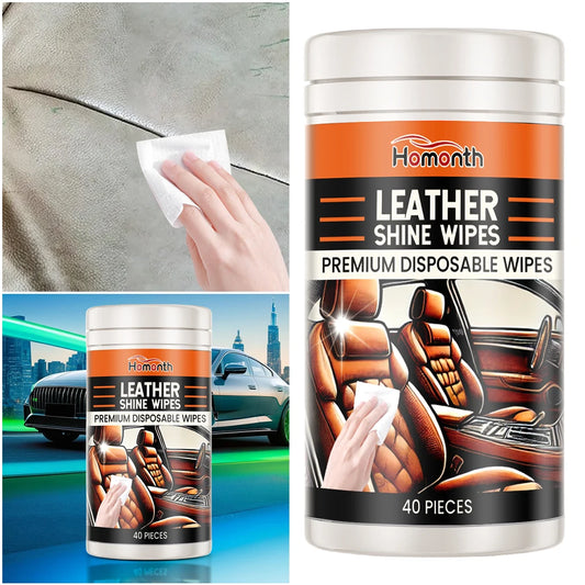 40Pcs Leather Cleaner & Conditioner Wipes Car Leather Wipes Conditioning Wipes Car Interior Cleaning Wet Wipe