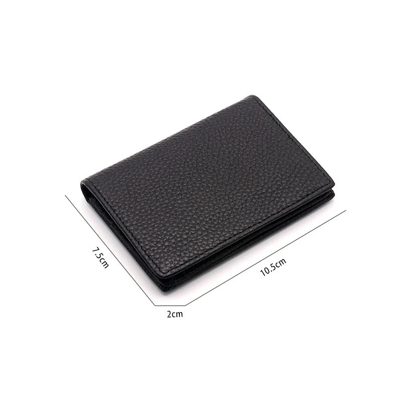 Dropshipping Custom Name Genuine Leather Men Women Business Card Holder Bifold Credit Card Case With ID Window