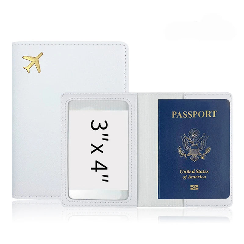 Luxury Gold Airplane Passport Cover Custom Name Men Women Business Passport Holder Personalized Logo Initials Travel Accessories