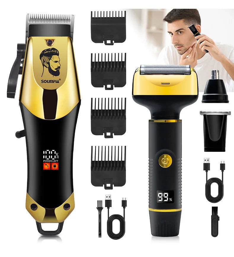 Shaver Professional Electric Razor Shaving Machine Waterproof Beard Trimmer Metal Razor Digital Display Shavers for Men