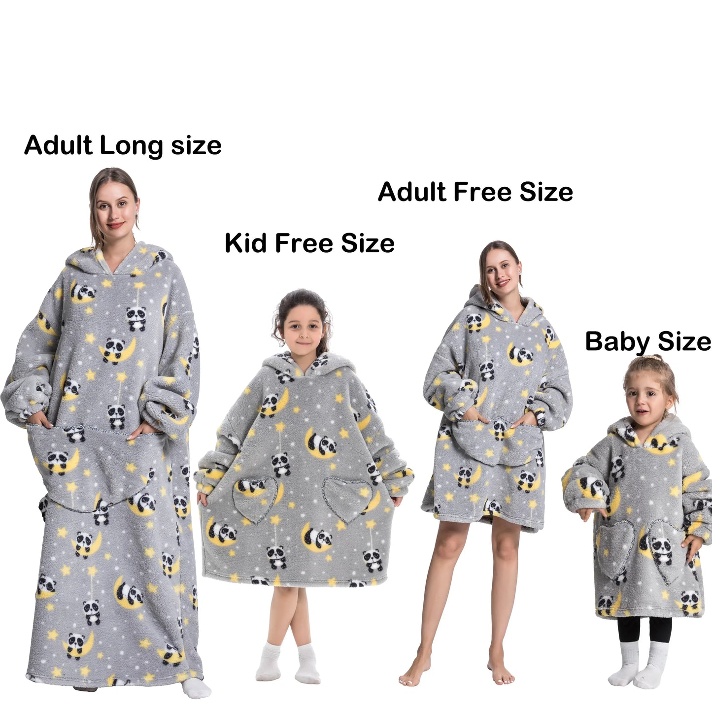 Flannel Blanket with Sleeves Winter Hoodies Sweatshirt   Fleece Giant Wearable Blanket Hoodie Oversized for adults kids babys