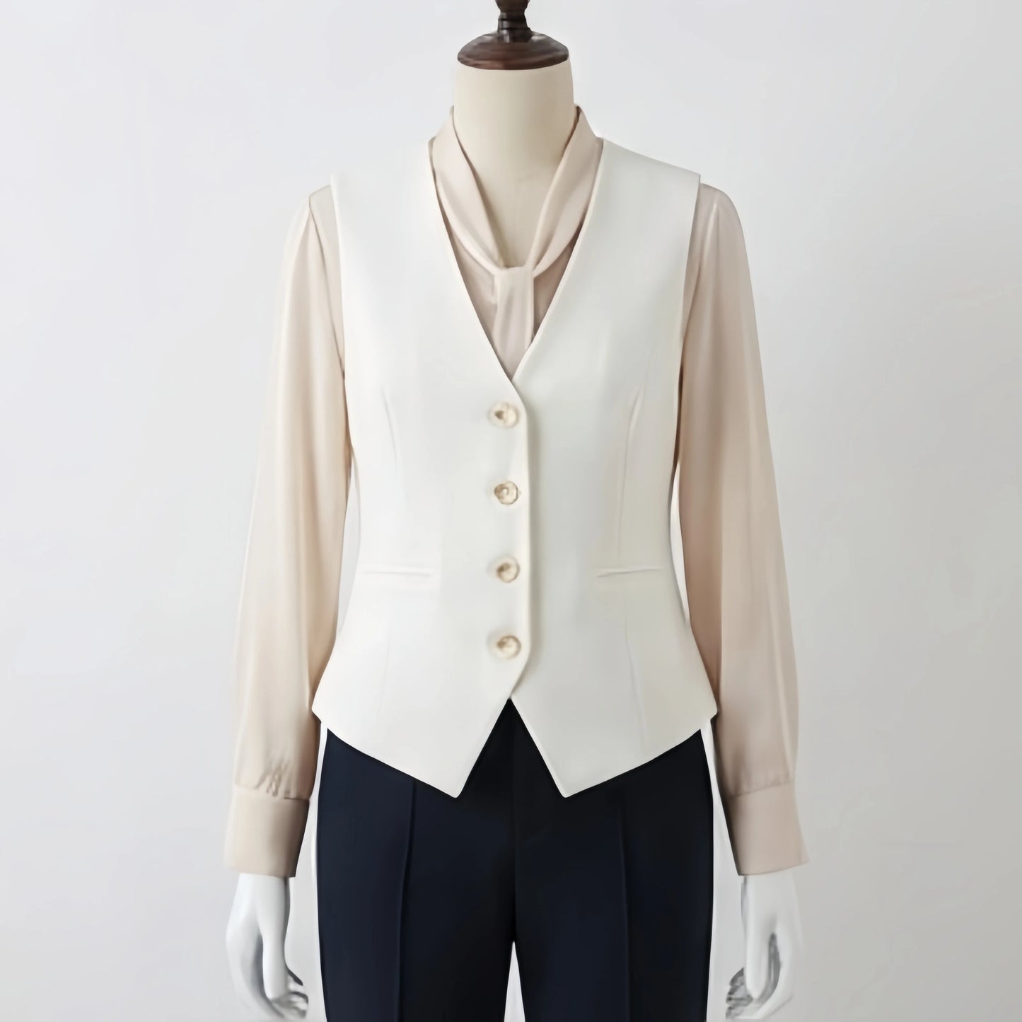 Women's Formal Business Vest Sleeveless Tailored Button Up Waistcoat Professional Office Outerwear Top Slim Fit Professional