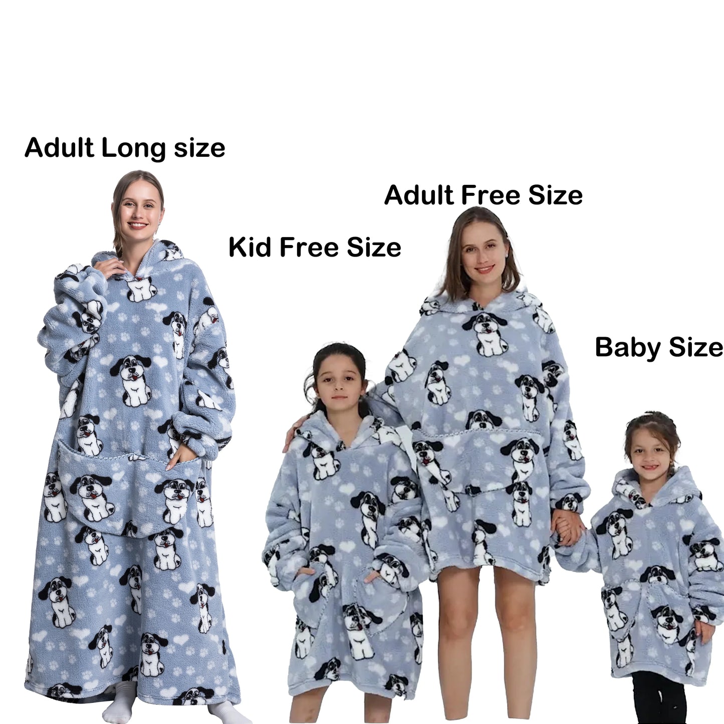 Flannel Blanket with Sleeves Winter Hoodies Sweatshirt   Fleece Giant Wearable Blanket Hoodie Oversized for adults kids babys