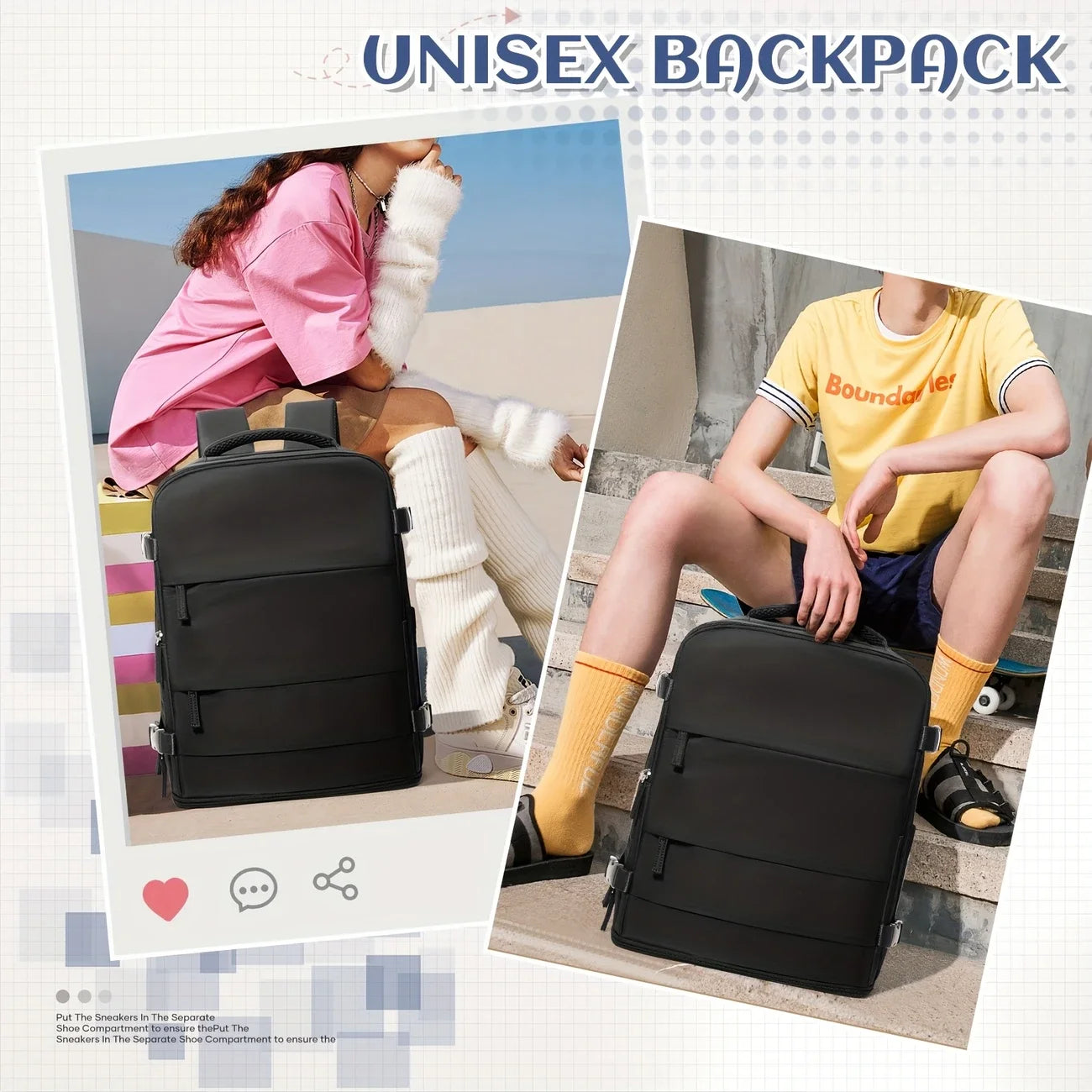 Easyjet 45x36x20 Under Seat Cabin Bags Travel Backpack, Multi-Compartment Carry-On Backpack Men Women Business Notebook Backpack