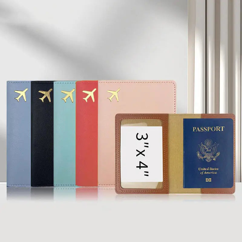 Luxury Gold Airplane Passport Cover Custom Name Men Women Business Passport Holder Personalized Logo Initials Travel Accessories