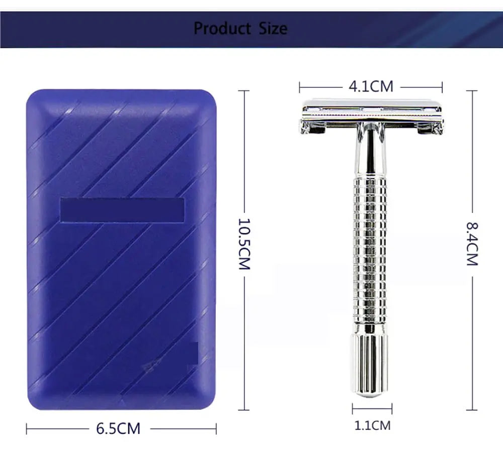 Men's Facial Shavers Barber Manual Razor Stainless Steel Double-Ended Blades Barbershop Razor Stainless Steel Shank with Blades