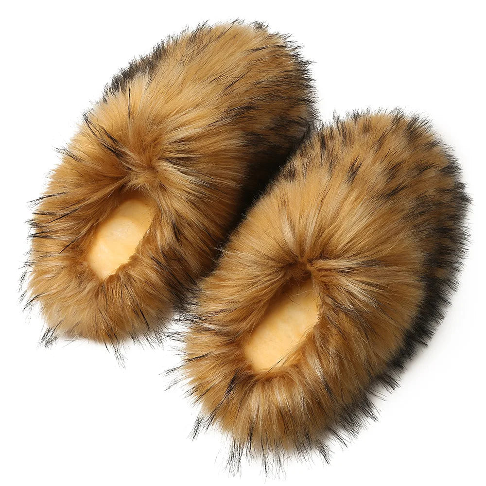 Women's Fuzzy Slippers for Fall and Winter, Home Use, Fleece-Lined, Warm, Faux Fur, Non-Slip, Toe-Covered, Fuzzy Slippers
