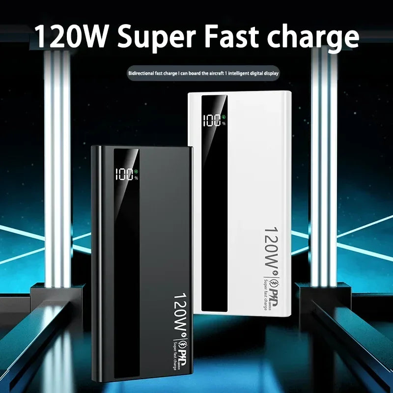 120W Fast Charging Power Bank 500000mAh High Capacity External Battery Digital Display Portable Power Bank For Iphone17 Xiaomi17