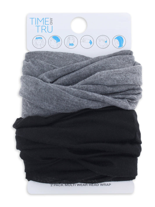 Time and Tru Women’s Solid Head Wrap, 2-Pack