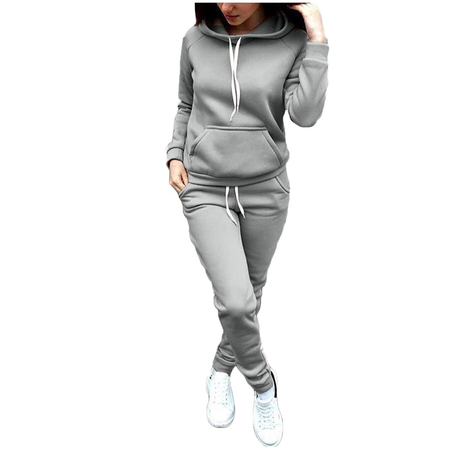 BLVB Women Jogger Outfit Matching Sweat Suits Long Sleeve Hooded Sweat