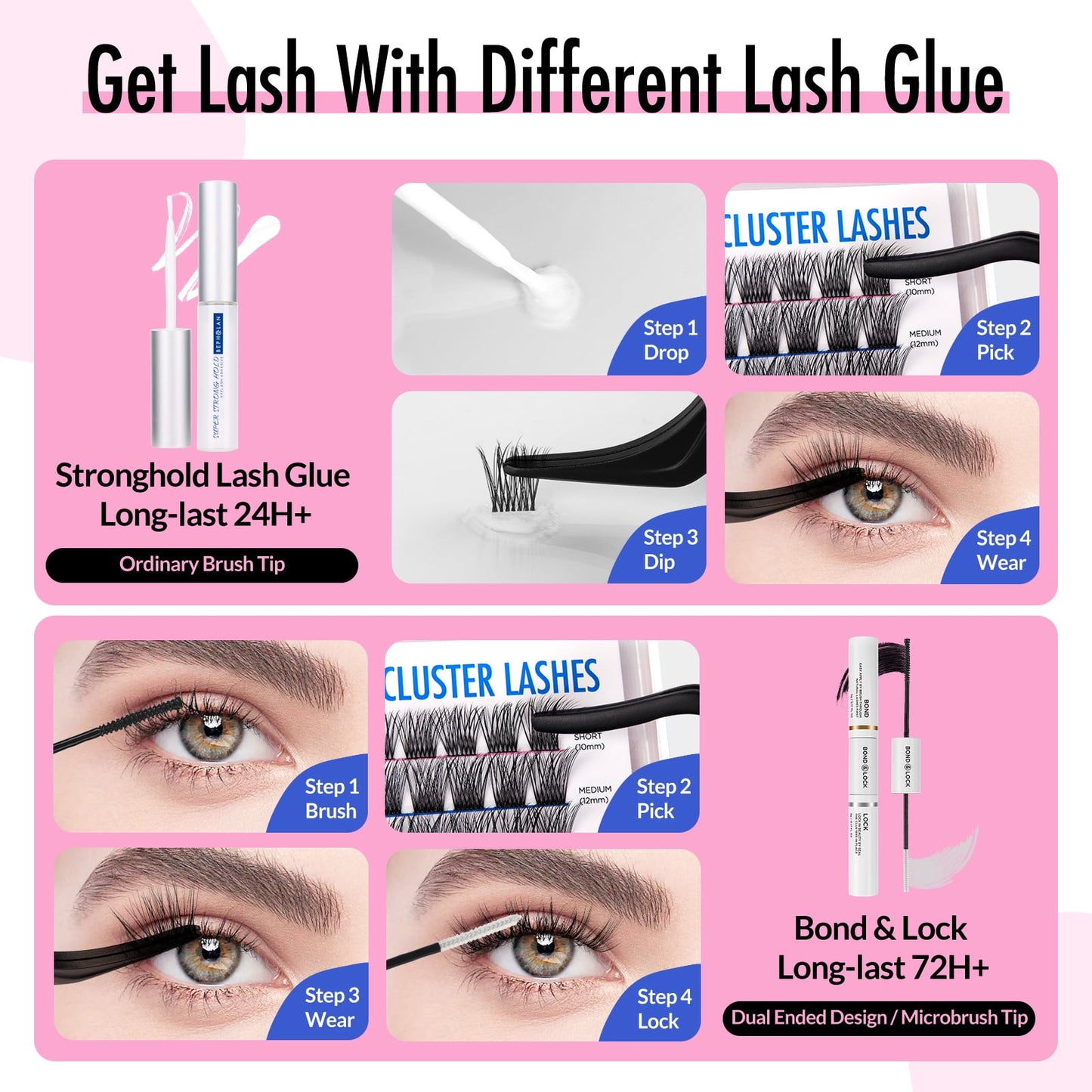 Bepholan 144Pcs Individual Lashes Eyelash Clusters Extensions Thin Ban