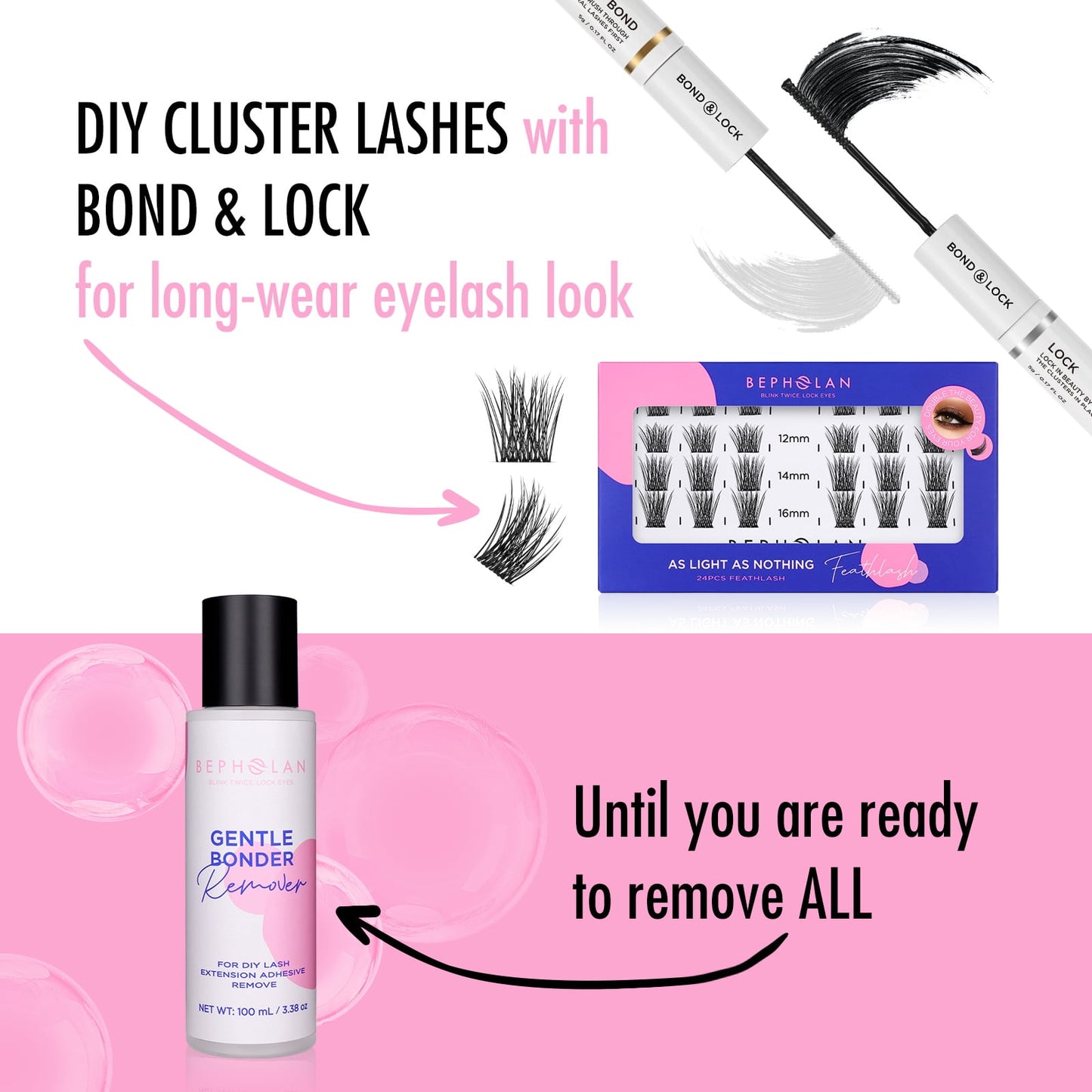 BEPHOLAN Lash Glue Remover, DIY Eyelash Extension Remover, Bond & Seal