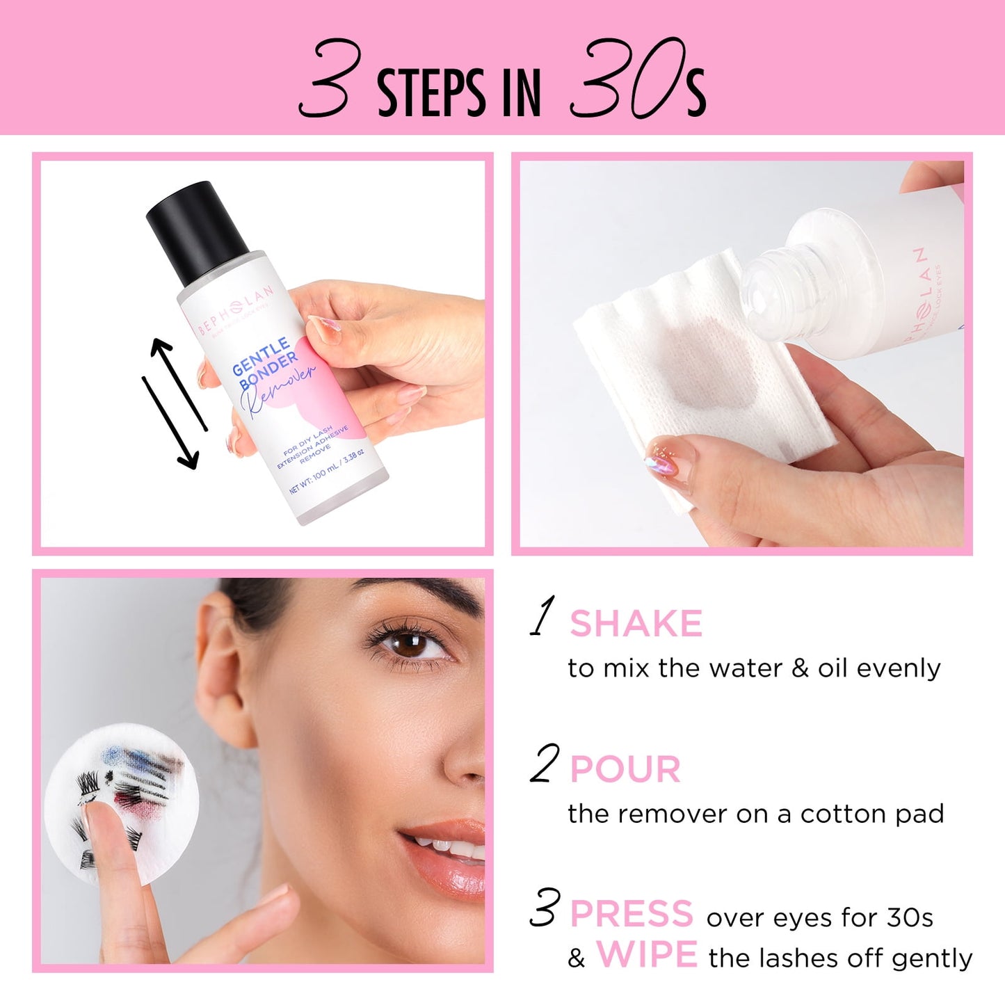 BEPHOLAN Lash Glue Remover, DIY Eyelash Extension Remover, Bond & Seal