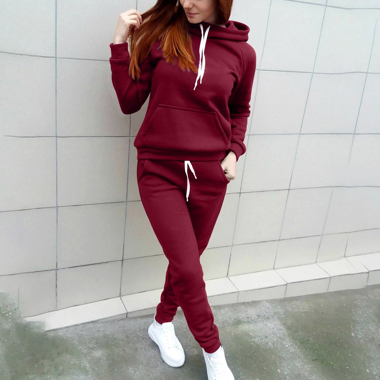Besolor Women Jogger Outfit Matching Sweat Suits Long Sleeve Hooded Sw