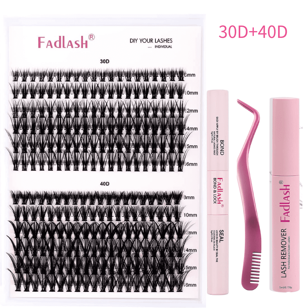 Fadlash DIY Lash Extension Kit, Cluster Lashes kit, with lash bond and