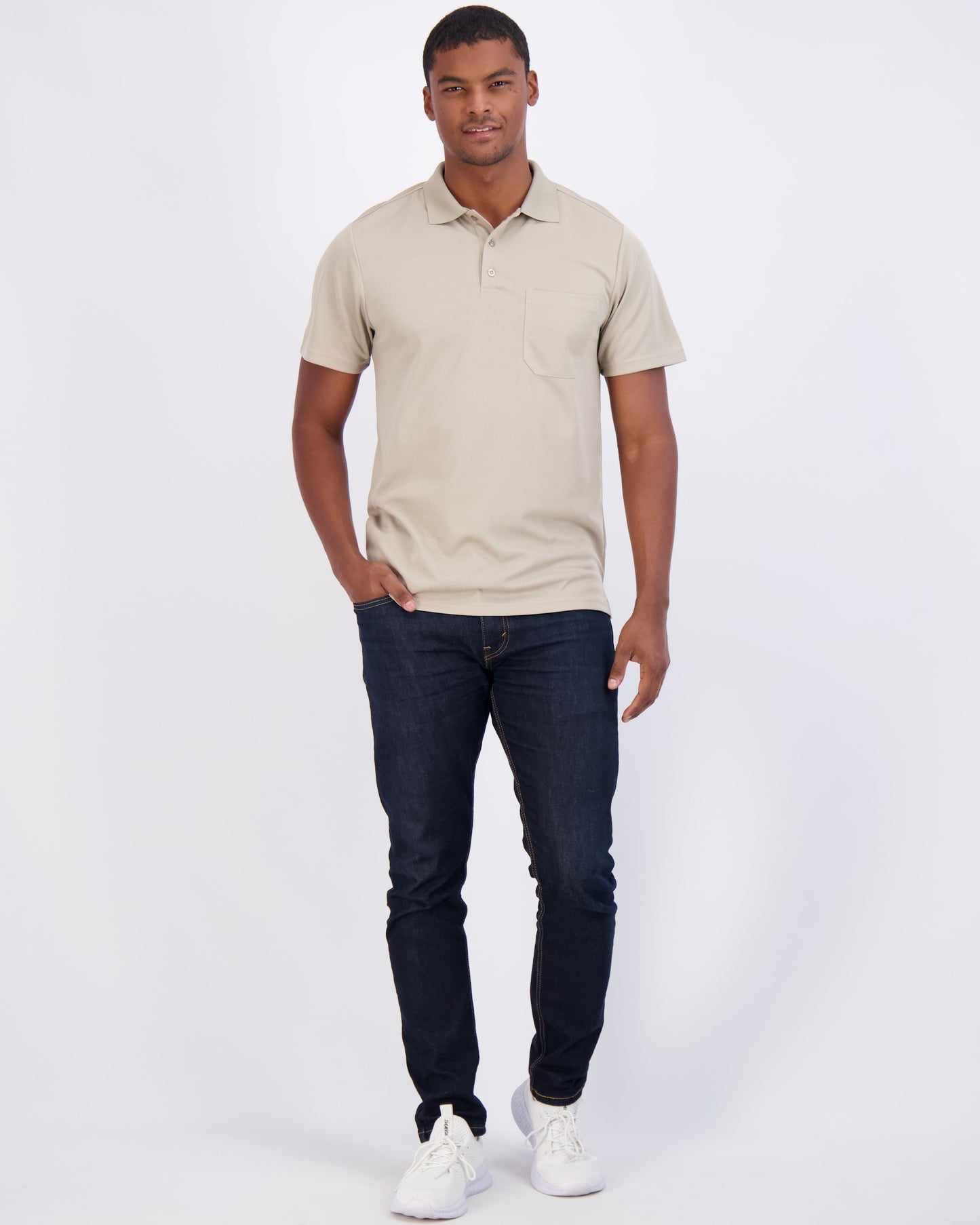 Real Essentials 3 Pack: Mens Short Sleeve Dry-Fit Collared Polo Shirt