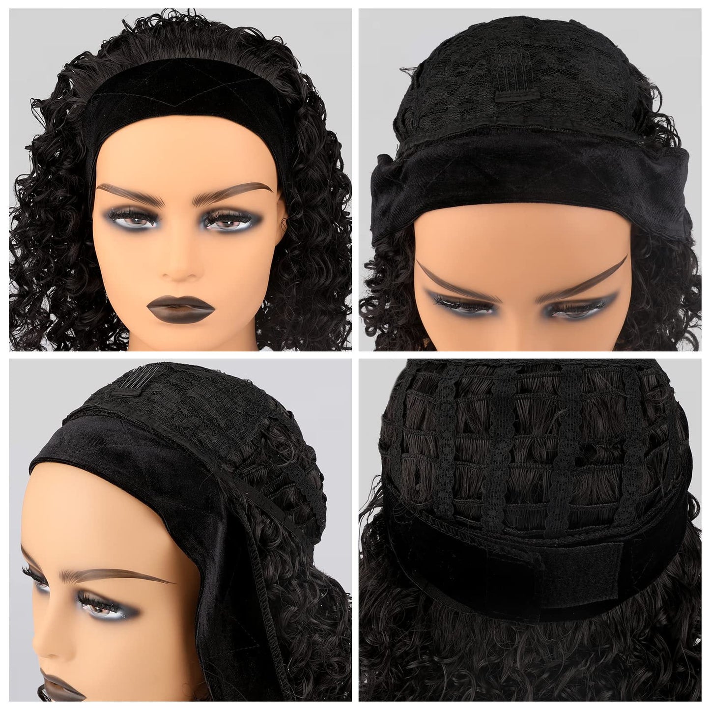 DOPI Headband Wigs Curly Glueless Wig for Black Woman Synthetic Hair
