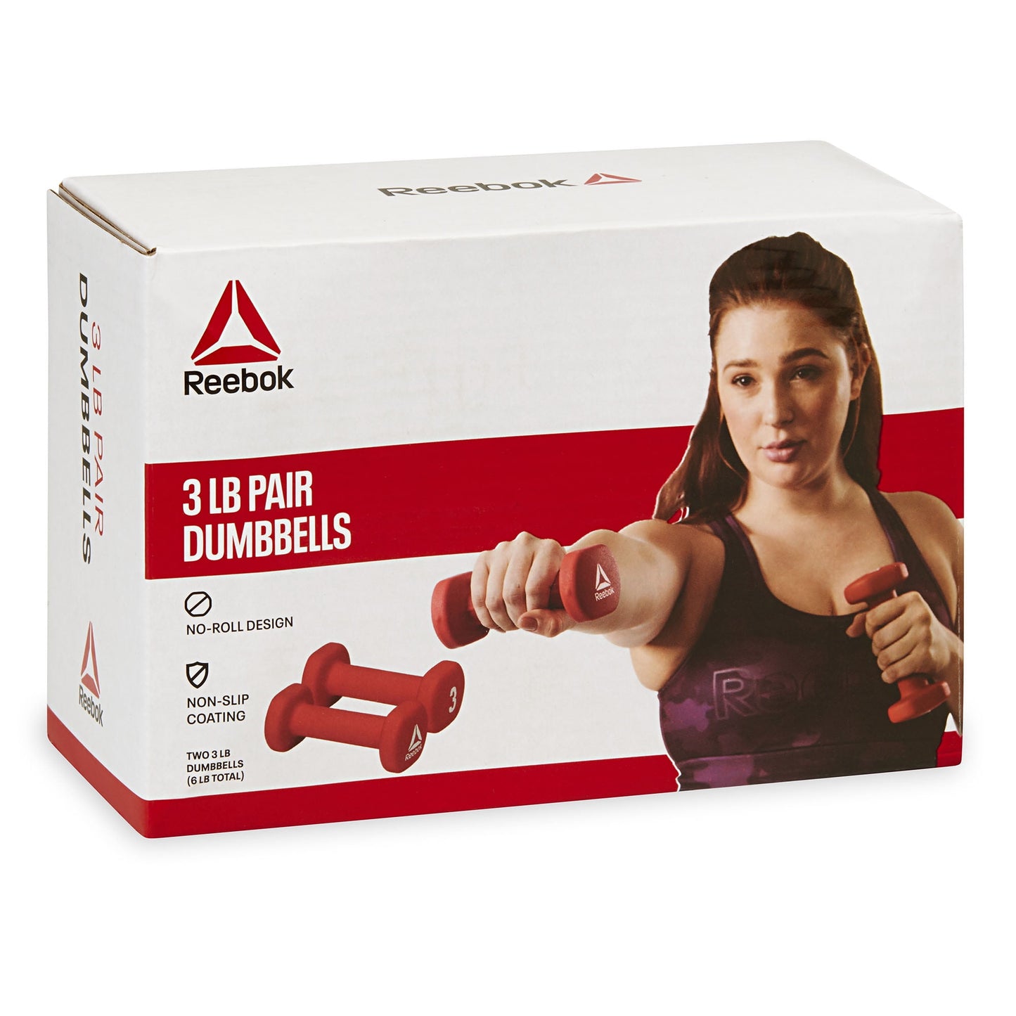 Reebok 3lb Neoprene Hand Weight Set, Cast-Iron Filled, Includes 2 Weig